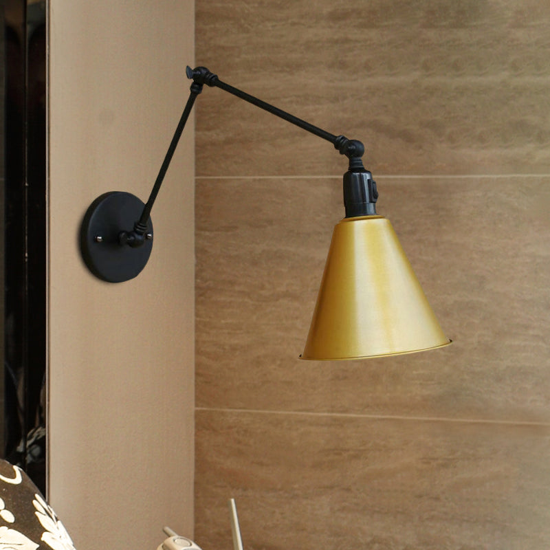 Frendorf | Cone Eettafel Wandlamp Antiek Stijlvol Smeedijzer 1 Hoofd Zwart/Wit Wandmontage Licht