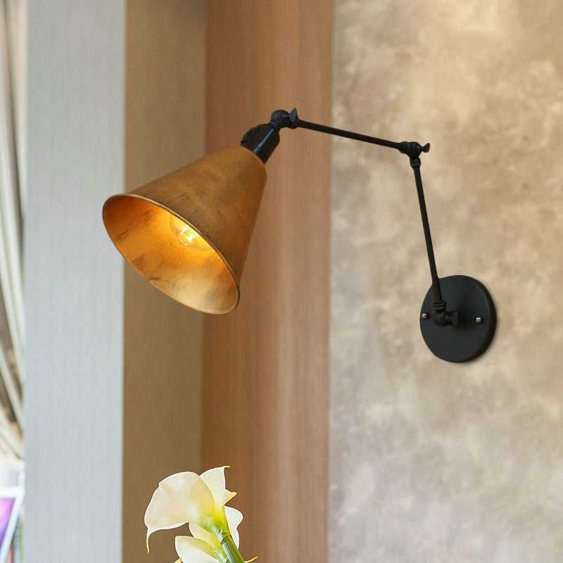 Frendorf | Cone Eettafel Wandlamp Antiek Stijlvol Smeedijzer 1 Hoofd Zwart/Wit Wandmontage Licht