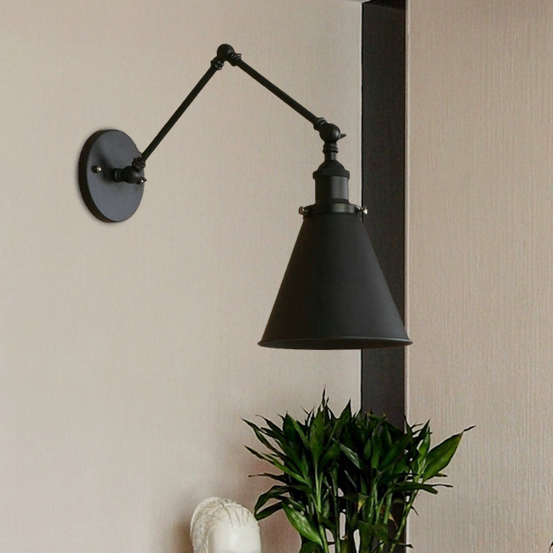 Frendorf | Landhausstil Kegel Wand Sconces 1 Lampe Eisen Wandverlichtungsarmatur in Schwarz/Rost für Schlafzimmer