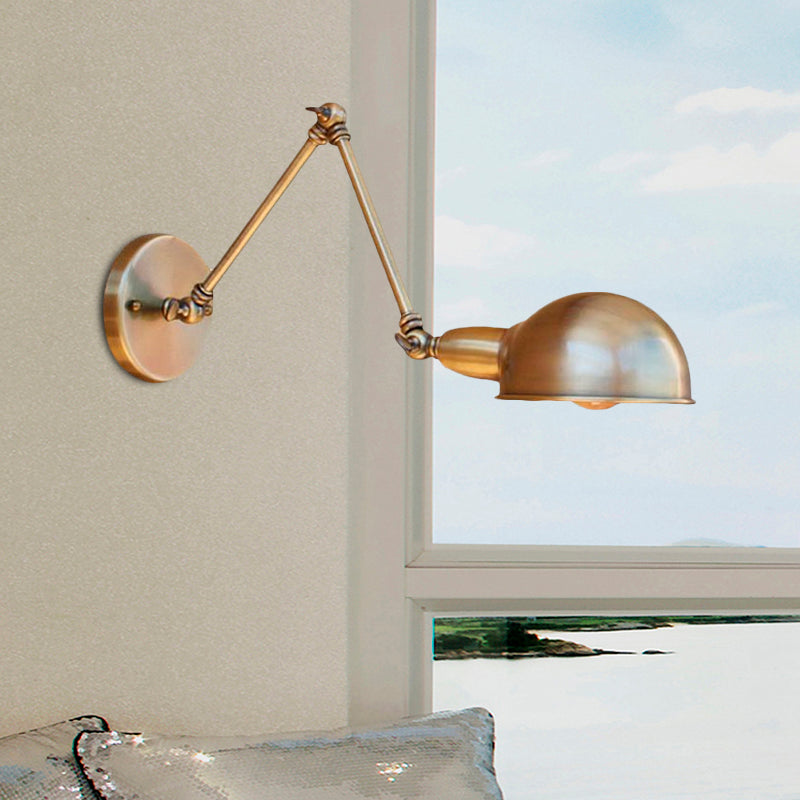 Retro Dome Wandlampe 1 Lampen Metall Wandbeleuchtung mit Schwenkarm in Messing/Chrom für Badezimmer