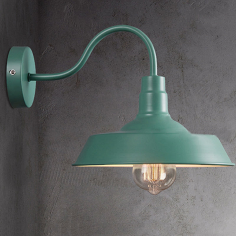 Frendorf | Industriële Stijl Barn Wandlamp 1 Gloeilamp Metalen Wandverlichting met Gooseneck Arm in Blauw/Roze, 10"/14" Breed