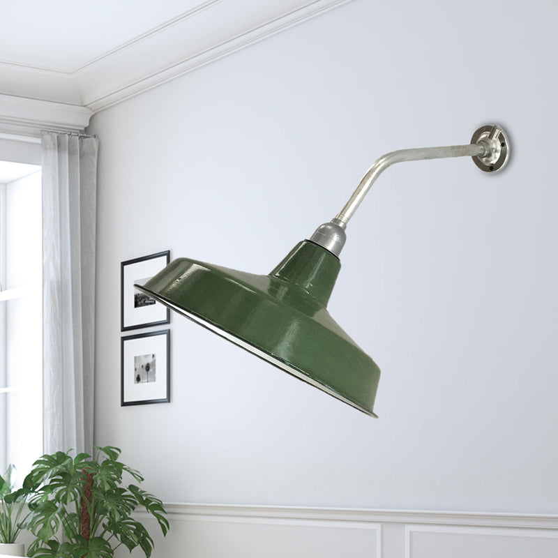 Frendorf | Barn Shade Wohnzimmer Wandbeleuchtung Vintage Stilvolles Metall 1 Glühbirne Grün Wandlampe, 14"/16" Durchmesser