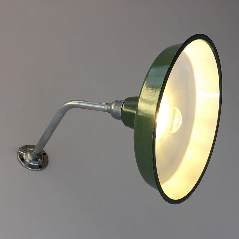 Frendorf | Barn Shade Wohnzimmer Wandbeleuchtung Vintage Stilvolles Metall 1 Glühbirne Grün Wandlampe, 14"/16" Durchmesser