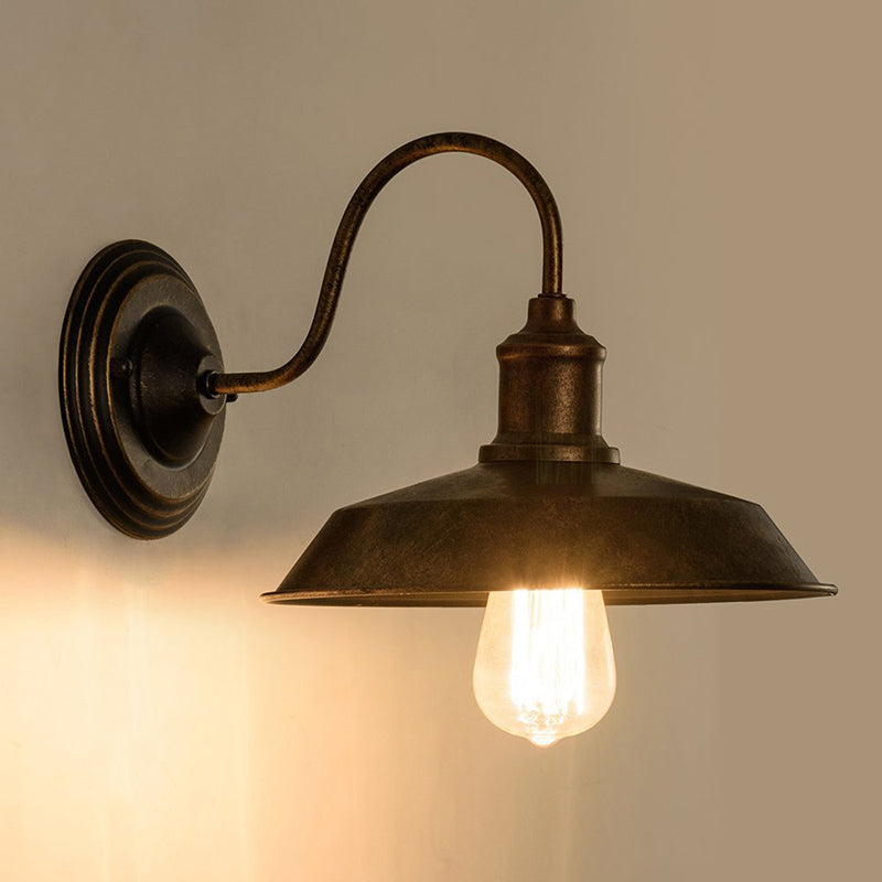 Frendorf | Warehouse Barn Wandmontage Licht 10"/14" Breed 1 Kop Smeedijzeren Wandverlichting met Gansnekarm in Brons