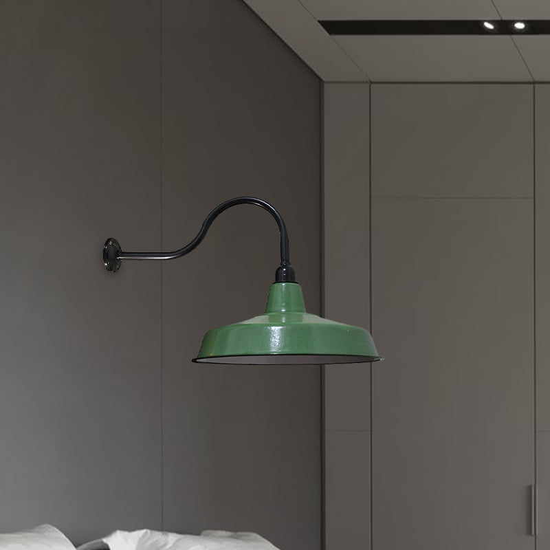 Frendorf | Vintage Style Barn Wall Light Fixture 14"/16" Dia 1 Bulb Metal Sconce Wall Lighting in Green for Restaurant