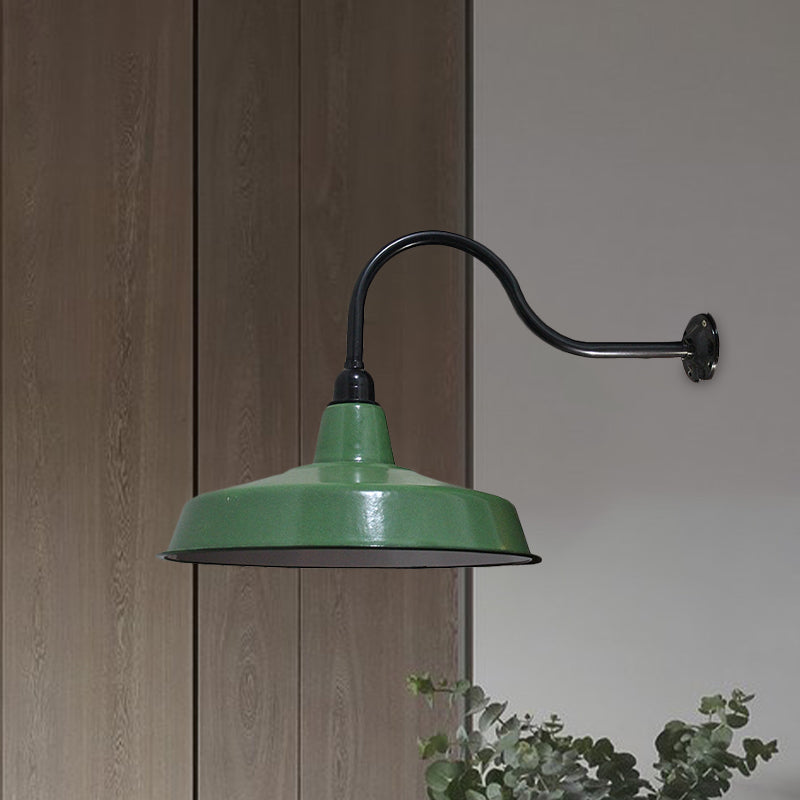 Frendorf | Vintage Style Barn Wall Light Fixture 14"/16" Dia 1 Bulb Metal Sconce Wall Lighting in Green for Restaurant