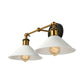 Frendorf | 2 Lichter Konus Wandlampe Vintage Stilvolle Antike Messing Metall Wandmontage Beleuchtung für Wohnzimmer