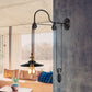 Frendorf | 1 Bulb Flat Wandlamp Industrieel Stijl Zwart Metallic Verstelbare Wandverlichting Fixture met Pulley Ontwerp
