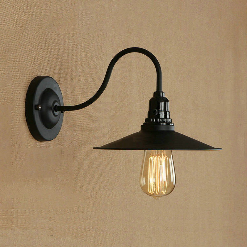 Frendorf | Schwarze Flachschatten-Wandbeleuchtung Industrie-Stil Metall 1 Kopf Wohnzimmer Wandleuchte Scone, 7"/8,5" Breite