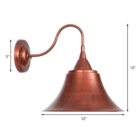 Frendorf | Metalen Zwart/Roest Sconces Licht Kegelshade 1-Licht Industrieel Wandgemonteerd Verlichting met Gooseneck