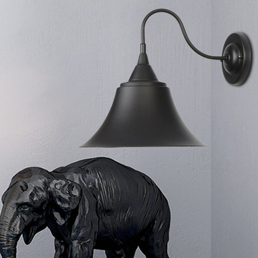 Frendorf | Metalen Zwart/Roest Sconces Licht Kegelshade 1-Licht Industrieel Wandgemonteerd Verlichting met Gooseneck