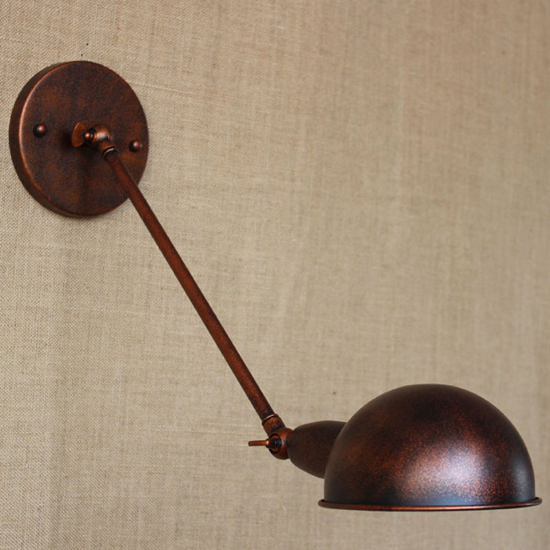 Rust 1 Licht Wandlampe Bauernhaus Stil Schmiedeeisen Verstellbare Dombestecklampe für Nachttisch