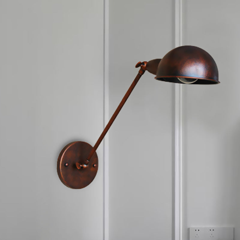 Rust 1 Licht Wandlampe Bauernhaus Stil Schmiedeeisen Verstellbare Dombestecklampe für Nachttisch