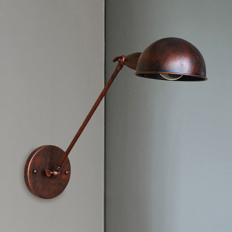Rust 1 Licht Wandlampe Bauernhaus Stil Schmiedeeisen Verstellbare Dombestecklampe für Nachttisch