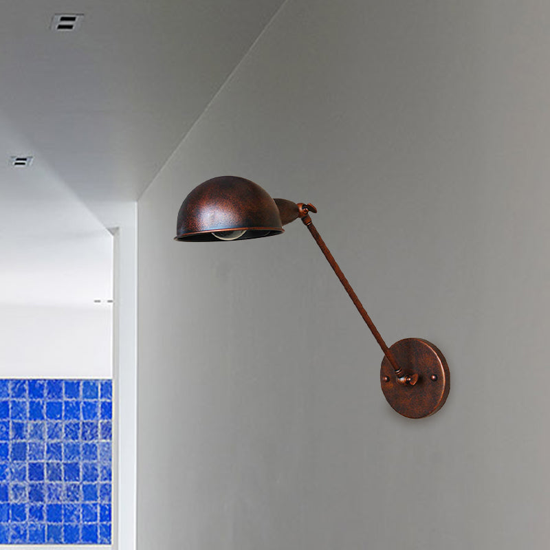 Rust 1 Licht Wandlampe Bauernhaus Stil Schmiedeeisen Verstellbare Dombestecklampe für Nachttisch