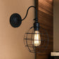 Frendorf | Schwarze Globe/Oval Käfig Wandmontage Licht mit Gooseneck Arm Retro-Stil Metall 1 Kopf Schlafzimmer Mini Wandleuchte