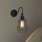 Frendorf | Schwarze Globe/Oval Käfig Wandmontage Licht mit Gooseneck Arm Retro-Stil Metall 1 Kopf Schlafzimmer Mini Wandleuchte