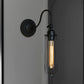 Frendorf | Schwarze Globe/Oval Käfig Wandmontage Licht mit Gooseneck Arm Retro-Stil Metall 1 Kopf Schlafzimmer Mini Wandleuchte