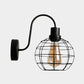 Frendorf | 1 Glühbirne Wandleuchte Retro-Stil Draht Global Käfig Metall Wandleuchte Licht in Schwarz für Wohnzimmer