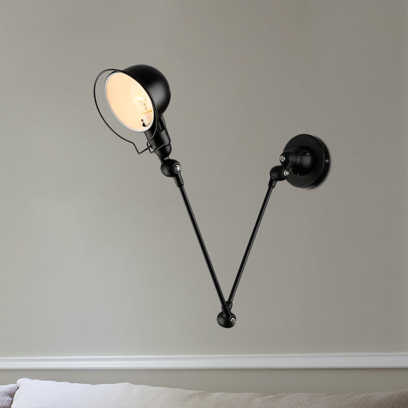 Frendorf | Schwarz/Weiß Schwenkarms Wandlicht mit Schalen-Schirm Industrie Metall 1 Kopf Flur Wandleuchte Lampe