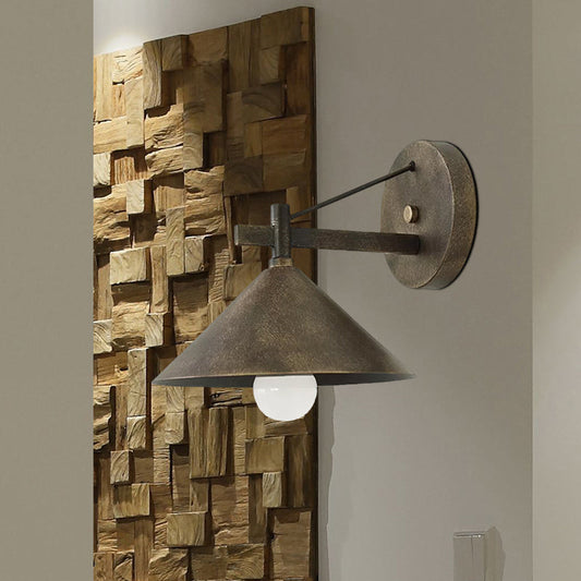 Frendorf | 1 Lichtmetalen Wandlamp Licht Industrieel Verouderd Zilver/Bronze Kegel Eetkamer Verlichtingsarmatuur