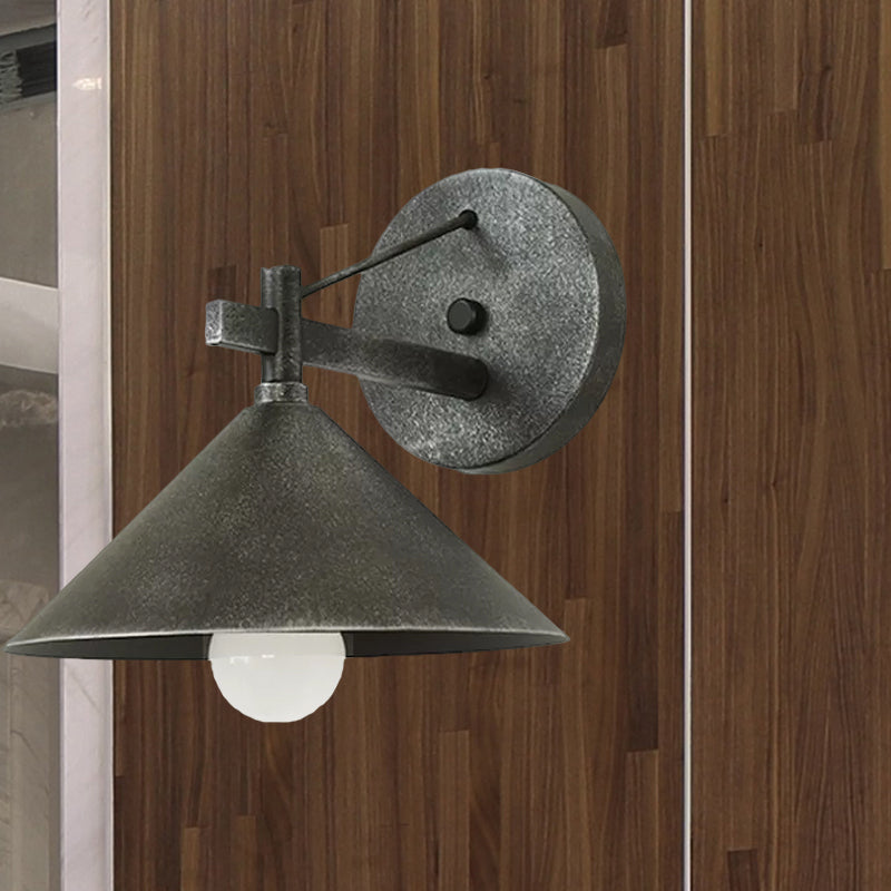Frendorf | 1 Lichtmetalen Wandlamp Licht Industrieel Verouderd Zilver/Bronze Kegel Eetkamer Verlichtingsarmatuur