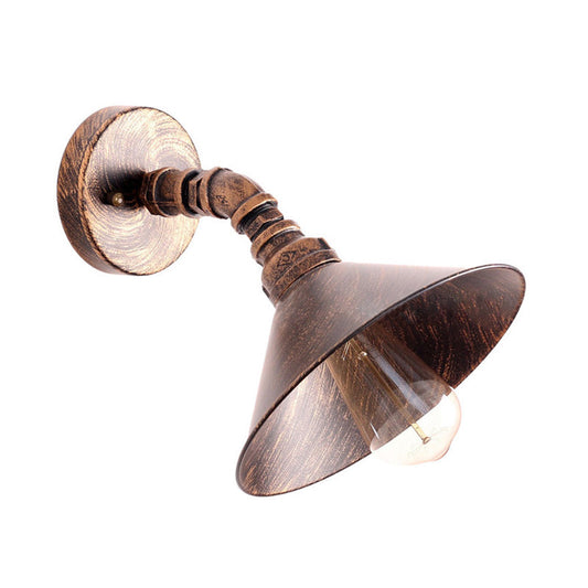 Frendorf | Eins Bulb Wandlampe mit Kegelshade Metall Industrielle Schlafzimmer Wandleuchte Beleuchtung Fixture in Schwarz/Rost