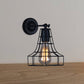 Frendorf | Schwarze Barrel/Geflanschte Käfig-Wandleuchte Industriedesign Metall 1 Kopf Wohnzimmer Rotierbare Wandmontage Licht