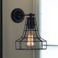 Frendorf | Schwarze Barrel/Geflanschte Käfig-Wandleuchte Industriedesign Metall 1 Kopf Wohnzimmer Rotierbare Wandmontage Licht