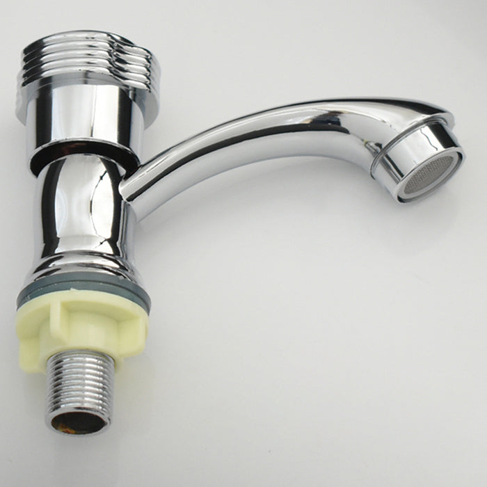 Frendorf | Zeitgenössischer Wasserhahn Knopf Griff Niedriger Bogen Zink Wasserhahn in Silber