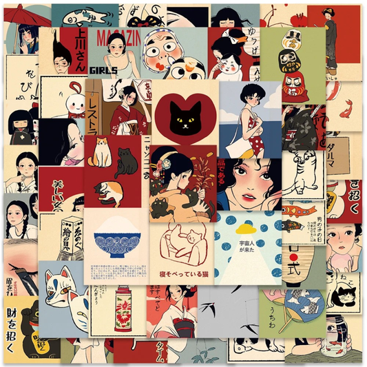 Retro Japanische Aufkleber