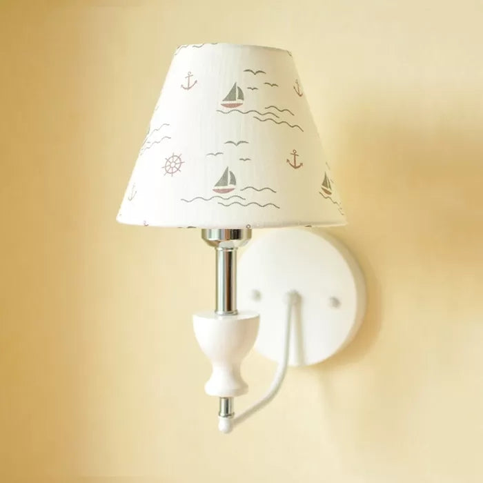 Frendorf | Stoff Blüten Wandlampe Kinderzimmer 1 Kopf Zeitgenössische Wandleuchte in Weiß