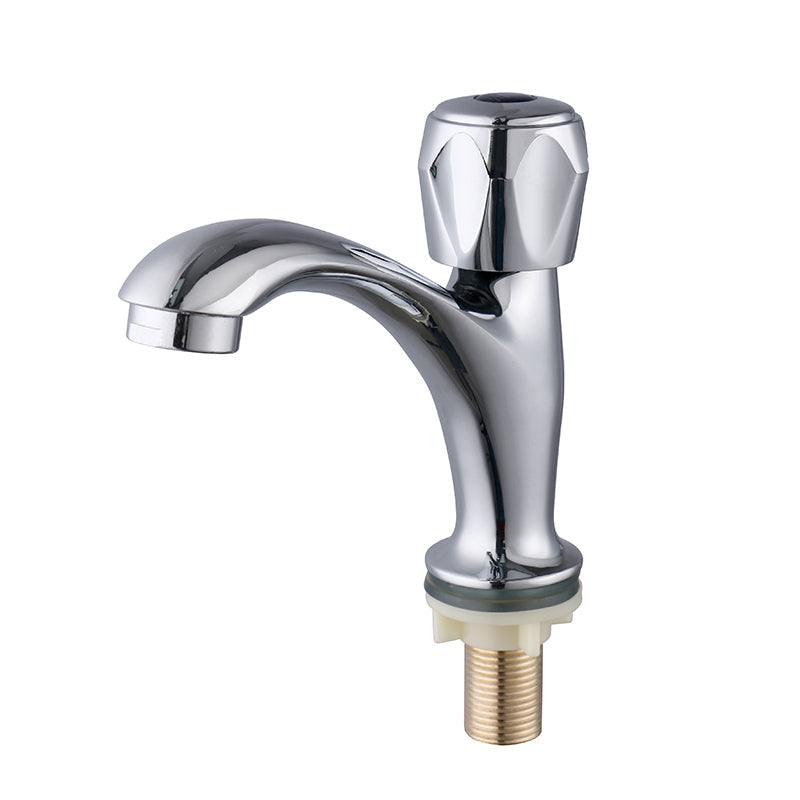 Frendorf | Zeitgenössischer Centerset Wasserhahn Knopfgriff Niedriger Bogen Massivmessing Wasserhahn