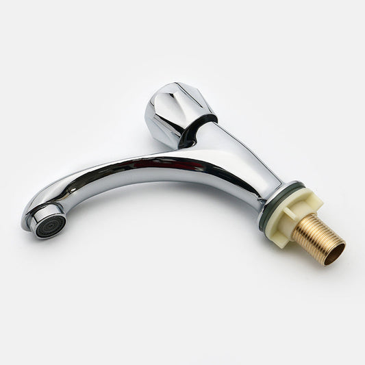 Frendorf | Zeitgenössischer Centerset Wasserhahn Knopfgriff Niedriger Bogen Massivmessing Wasserhahn