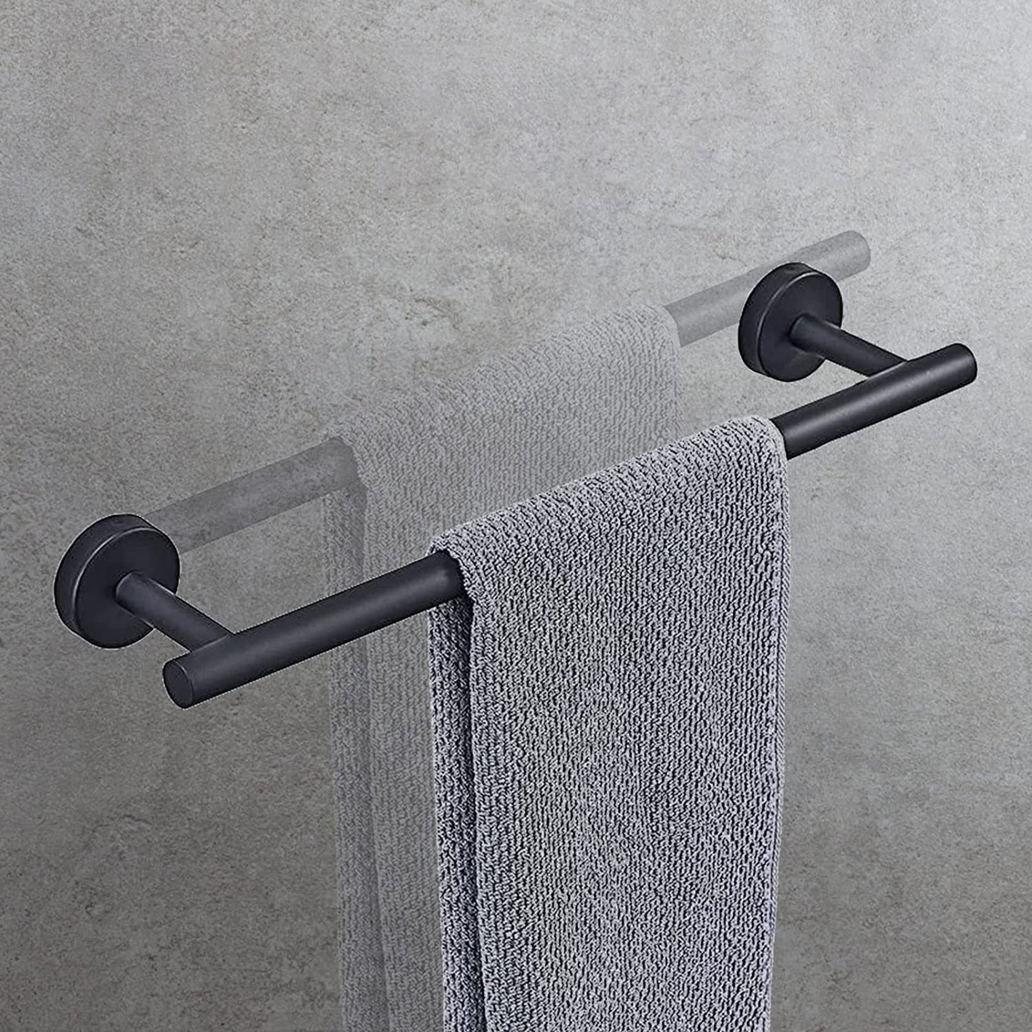 Frendorf | Matt Schwarz Badezimmer Zubehör Set Edelstahl Handtuchstange/Papierhalter/Badetuchhaken