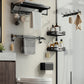Frendorf | Zeitgenössisches Badzubehör-Set Matte Black Badezimmer-Set mit Bademantelhaken/Handtuchstange