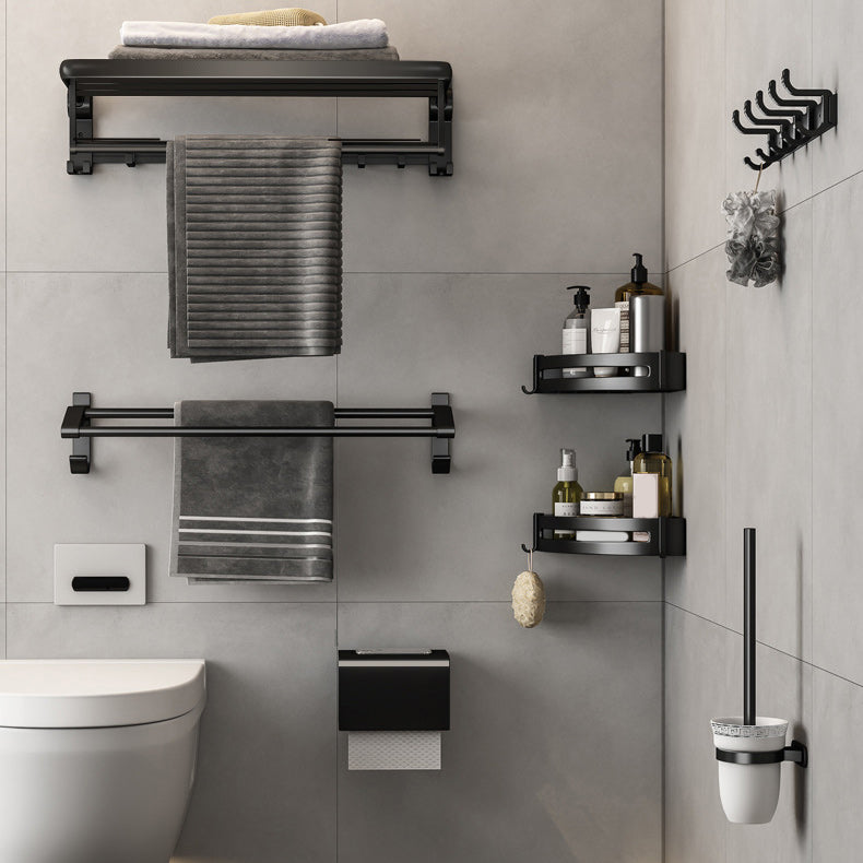 Frendorf | Zeitgenössisches Badzubehör-Set Matte Black Badezimmer-Set mit Bademantelhaken/Handtuchstange