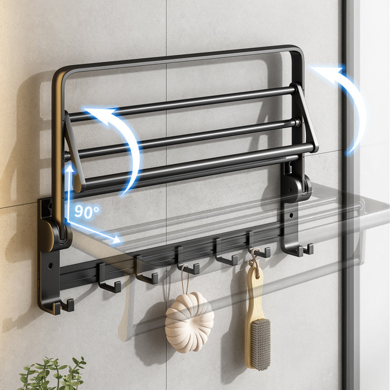 Frendorf | Zeitgenössisches Badzubehör-Set Matte Black Badezimmer-Set mit Bademantelhaken/Handtuchstange
