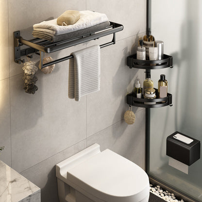 Frendorf | Zeitgenössisches Badzubehör-Set Matte Black Badezimmer-Set mit Bademantelhaken/Handtuchstange
