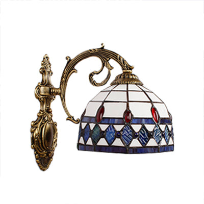 Frendorf | Halbkreisbogen Wand Sconce Licht Vintage Buntglas 1 Licht Wandbeleuchtung