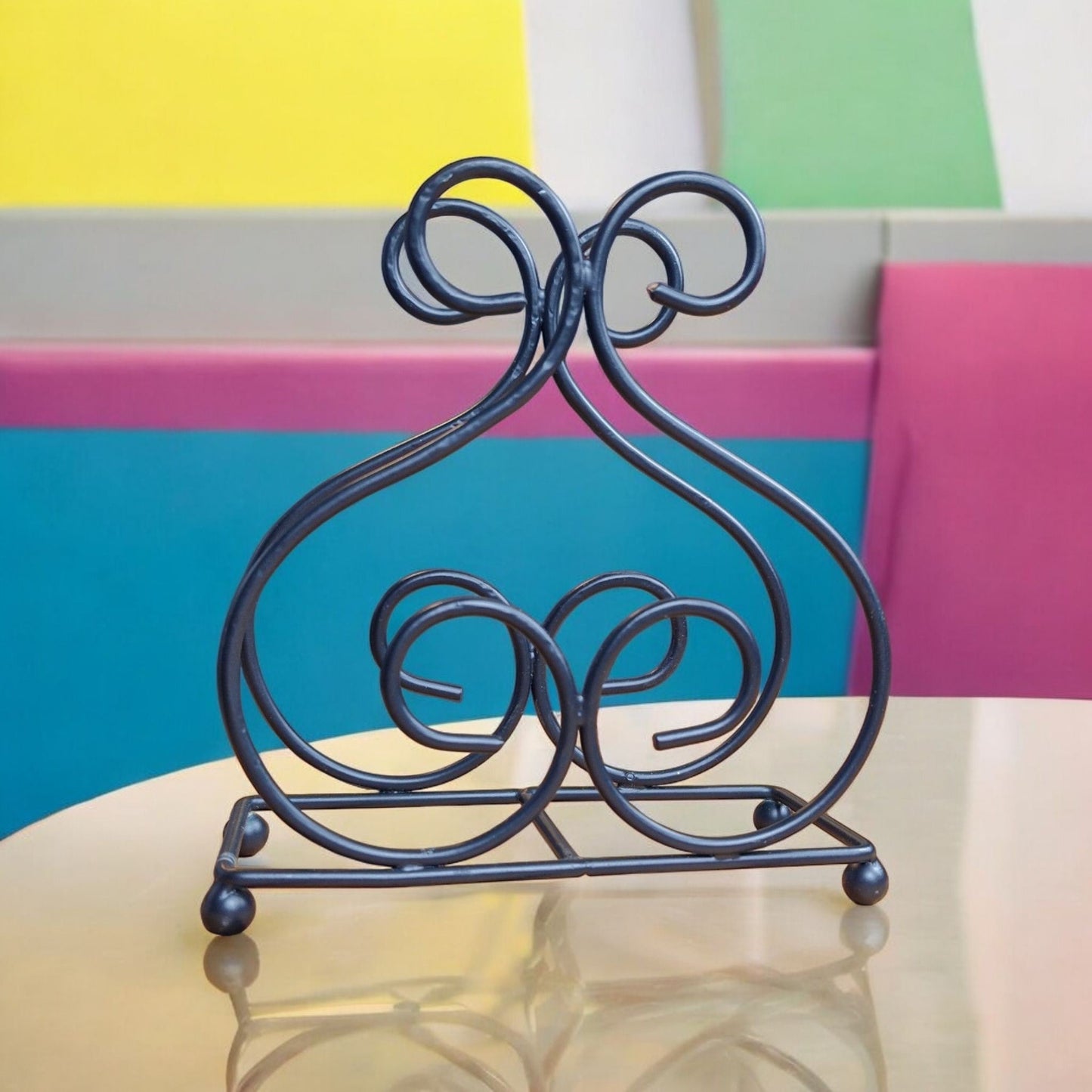 Frendorf | Klassischer Charme Schwarz Eisen Serviettenhalter - Elegantes Tischzubehör für das Essen und Unterhalten