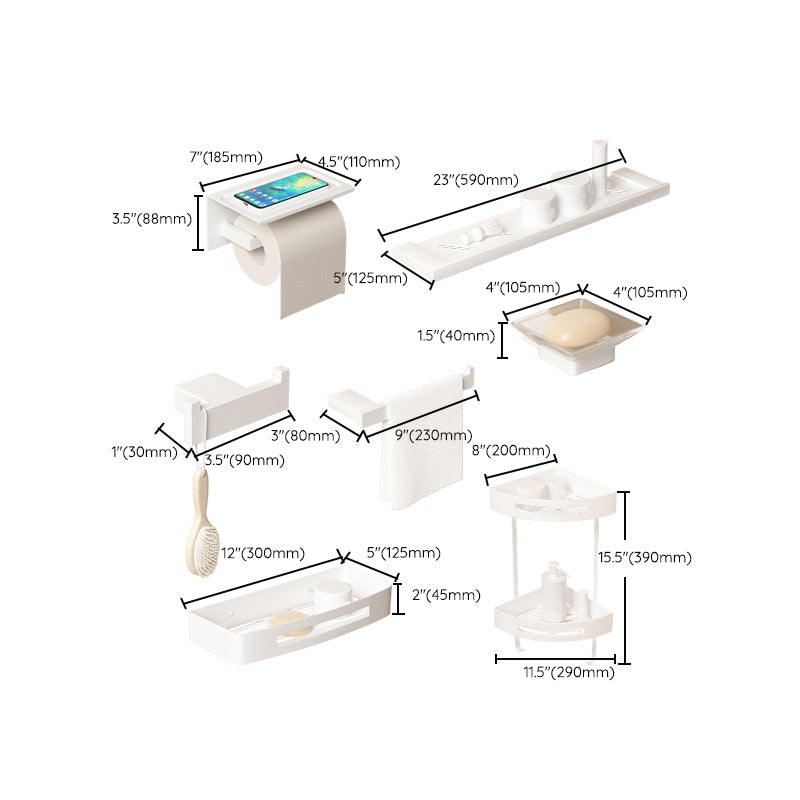 Frendorf | Modernes Weißes Badezimmerzubehörset Edelstahl Bad Hardware Set