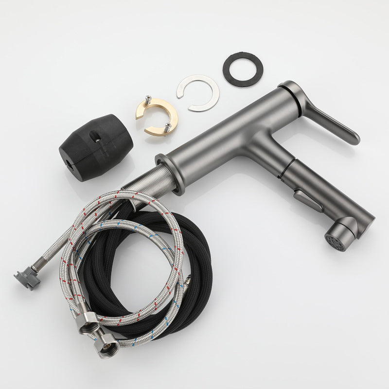 Frendorf | Ausziehbarer Badezimmer-Wasserhahn Messing Moderner Wasserhahn mit Wasserschlauch