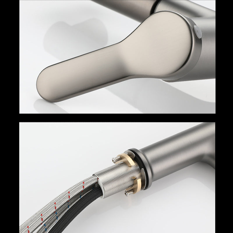 Frendorf | Ausziehbarer Badezimmer-Wasserhahn Messing Moderner Wasserhahn mit Wasserschlauch