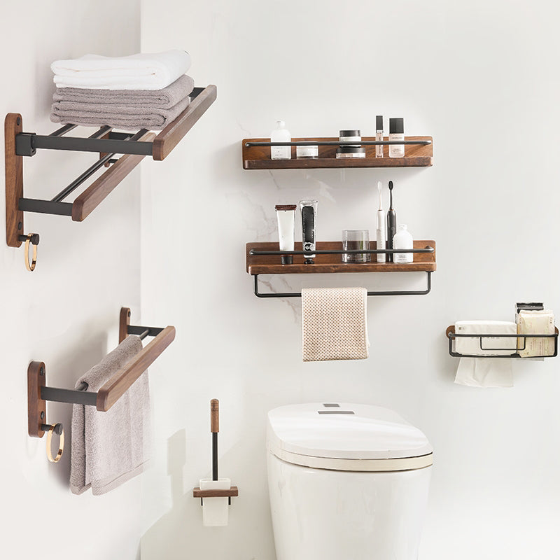 Frendorf | Modernes Badezimmerzubehör-Set Aluminium & Holz Badbeschläge Set