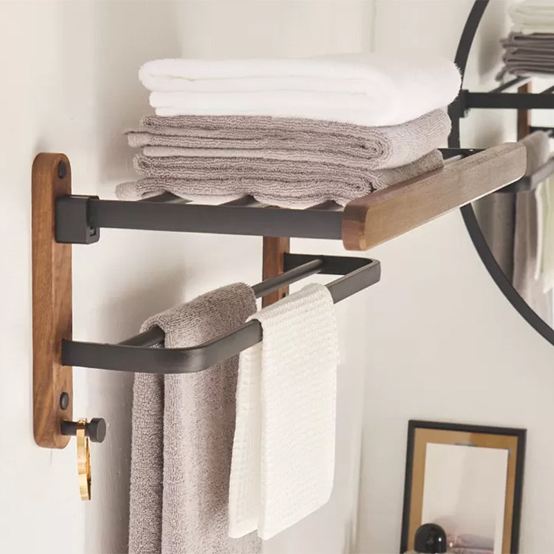 Frendorf | Modernes Badezimmerzubehör-Set Aluminium & Holz Badbeschläge Set