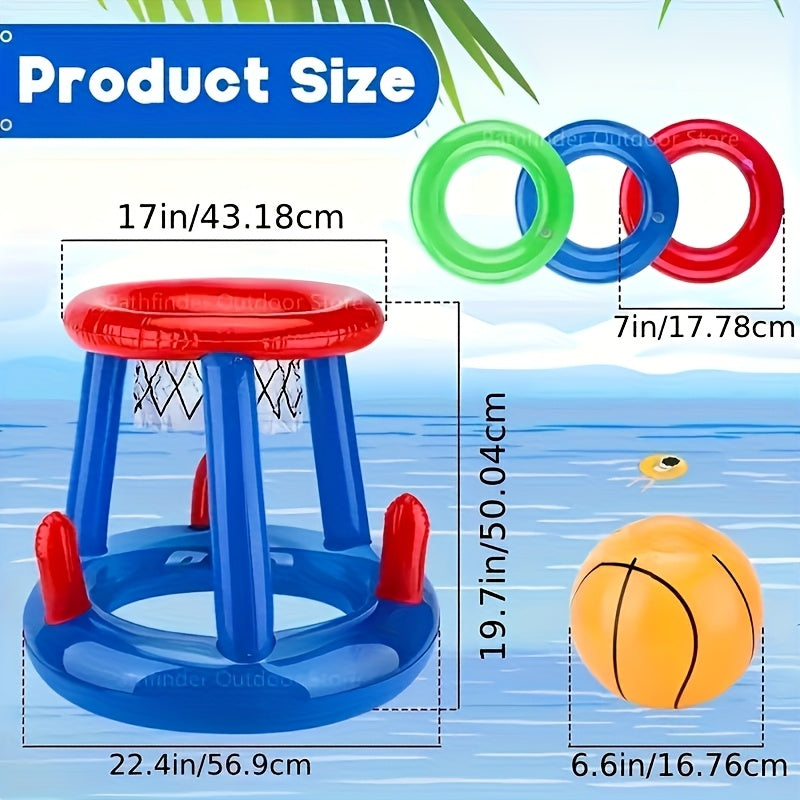 Frendorf | Aufblasbares Pool-Basketball-Set – Hoop, Ball und Ringe inklusive