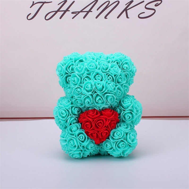 Frendorf | Valentinstag Geschenk Rose Bär Ewige Blume Rose Teddybär PE Schaum Bär 25cm Valentinstag