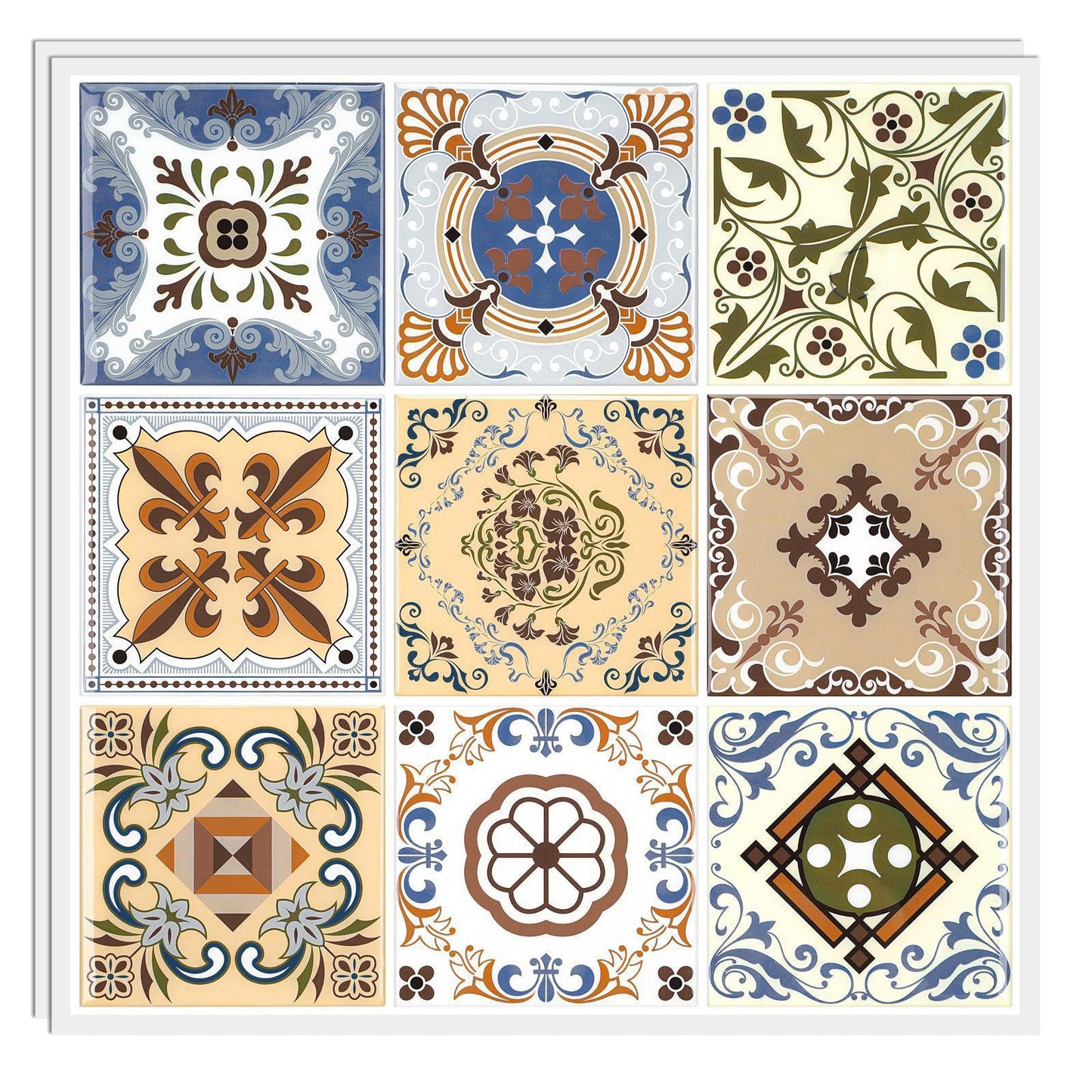 Frendorf | Mosaikfliesen zum Abziehen und Aufkleben Moderne Stil Tapete mit quadratischer Form
