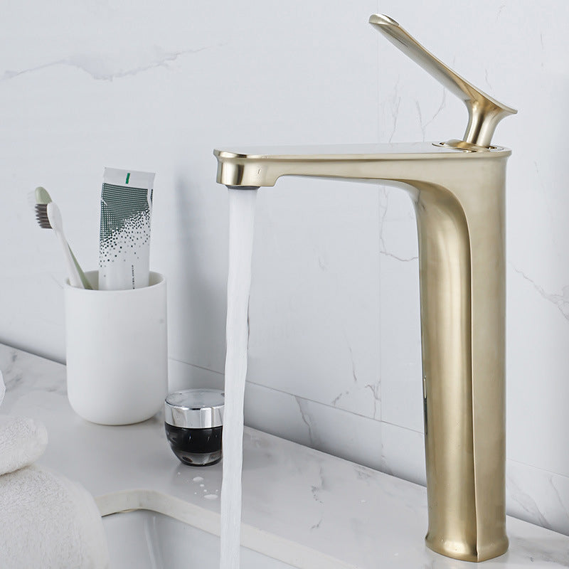 Frendorf | 1 Griff Vollkupfer Badezimmer Waschbecken Wasserhahn Nordic Modern Vanity Wasserhahn mit Abfluss